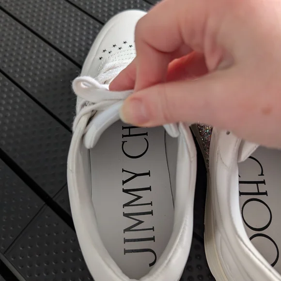 Jimmy Choo White Sneakers with Glitter Detail - Picture 3 of 10
